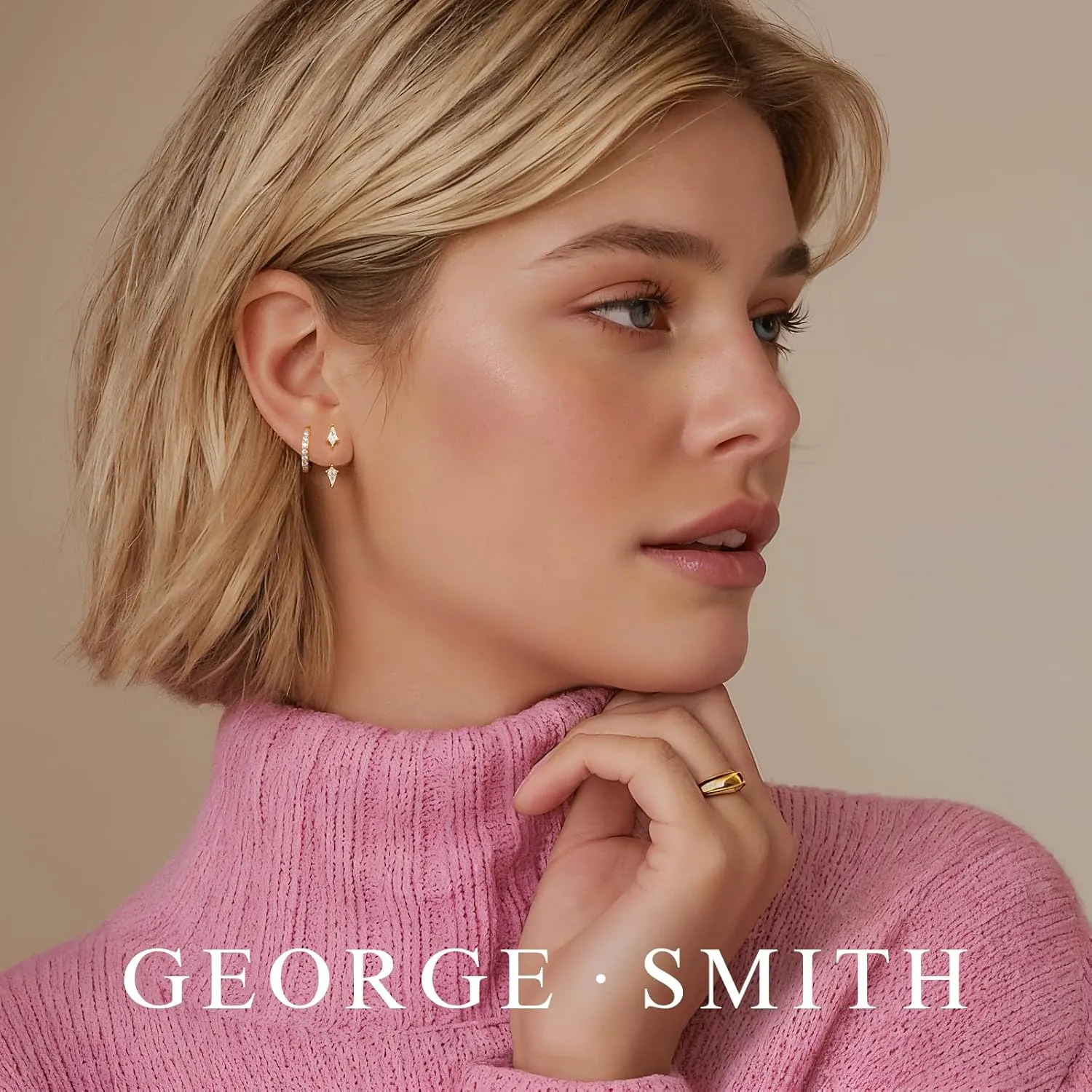 GEORGE  SMITH Stackable Kite Stud Earrings Set for Women, Gold & Silver Huggie Birthstone Jewelry with Emerald Green & Blue Sapphire, Trendy Earrings for Women 2025