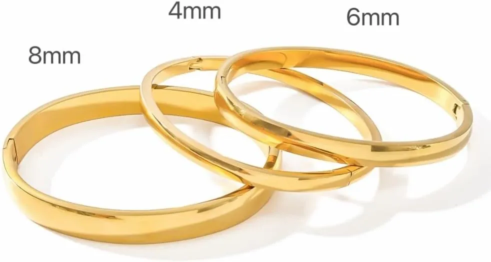 Gold Bangle Bracelets for Women, 18K Gold Plated Stainless Steel Love Friendship Bangles, Polished Finish Oval Bracelets for Women, Trendy Valentine's Birthday Christmas Gifts