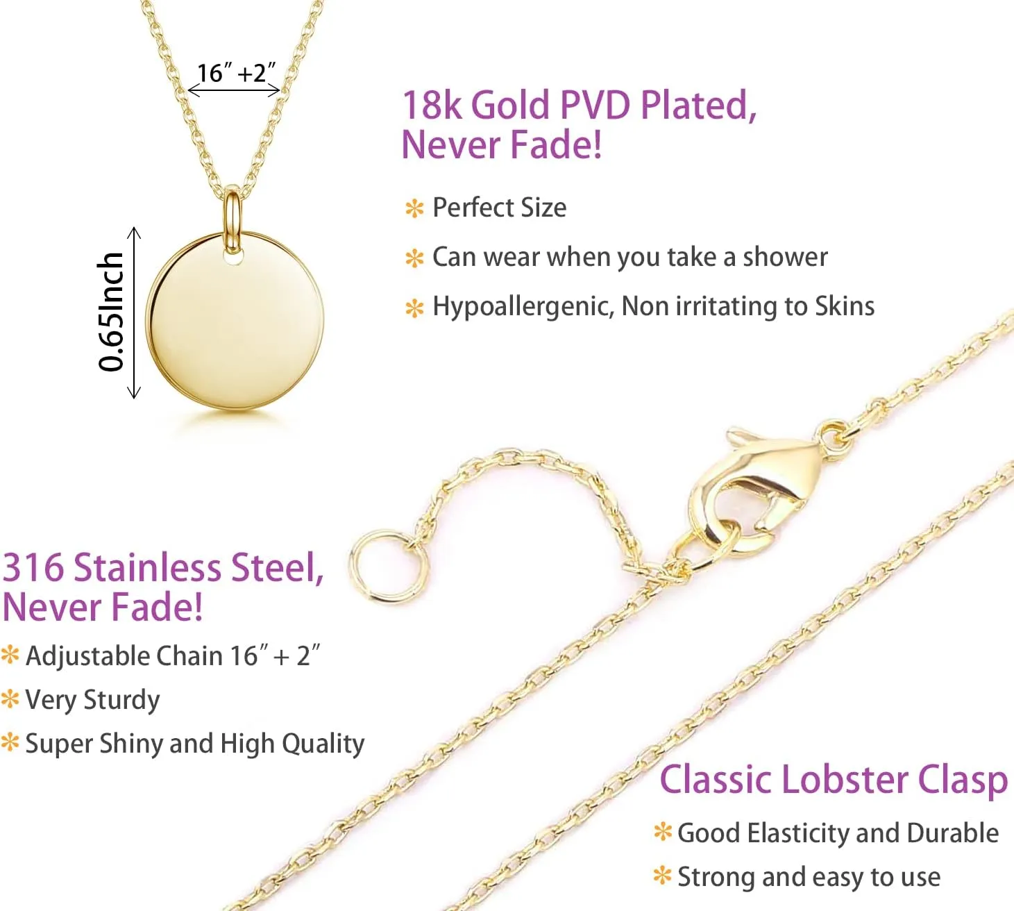 Gold Birth Flower Necklace - Personalized Birthday Mothers Day Gift, Engraved Floral Pendant, Dainty Hand-Stamped Disc Charm Jewelry for Women