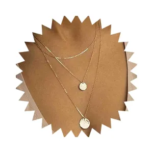 Gold Boho Layered Coin Disc Choker Necklace, Women's Vintage Multi Layer Necklace Chain, 20 Inches, Gold Alloy, No Gemstone