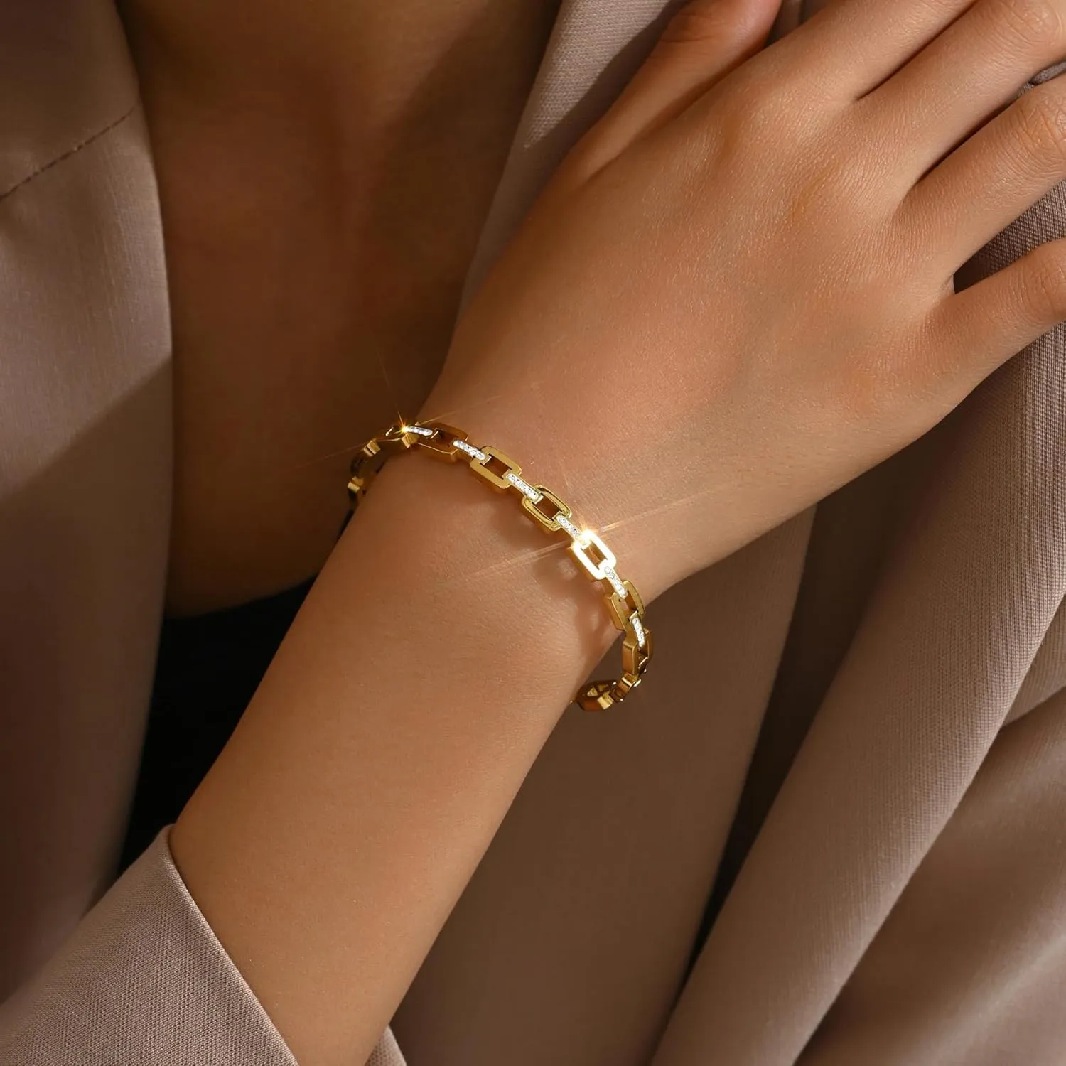 Gold bracelet for Women 18K Gold Plated Bamboo Watch Band Star Labyrinth Bangle Bracelets Dainty Stainless Steel Jewelry Gifts