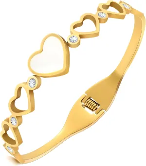 Gold Bracelet for Women, 18K Gold Titanium Steel Butterfly Cross Clover Heart Snake Bracelets Gifts for Women Teen