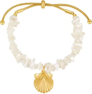 Gold Bracelet For Women With Starfish Shell Charms Trendy Puka Shell Summer Ocean Shell Bracelets Fashion Gold Bracelet Jewelry Gift