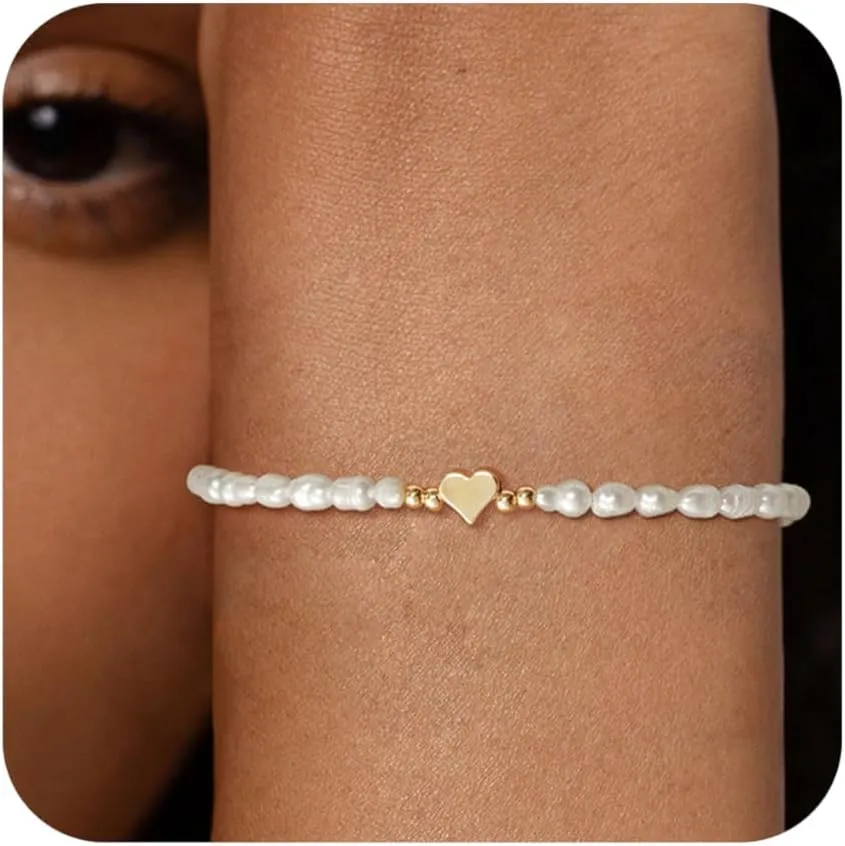 Gold Bracelets for Women 14K Gold Plated Stackable Tiny Beaded Snake Herringbone Chain Bracelet Jewelry Set Gifts for Women