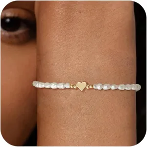 Gold Bracelets for Women 14K Gold Plated Stackable Tiny Beaded Snake Herringbone Chain Bracelet Jewelry Set Gifts for Women