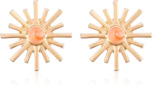 Gold Chain Sun and Sunburst Dragonfly Star OK Stud Earrings for Women, 14k Gold Plated Cute Cubic Zirconia Earrings Dainty Fashion Diamond Small Mini Trendy Earings Hypoallergenic Jewelry Gifts