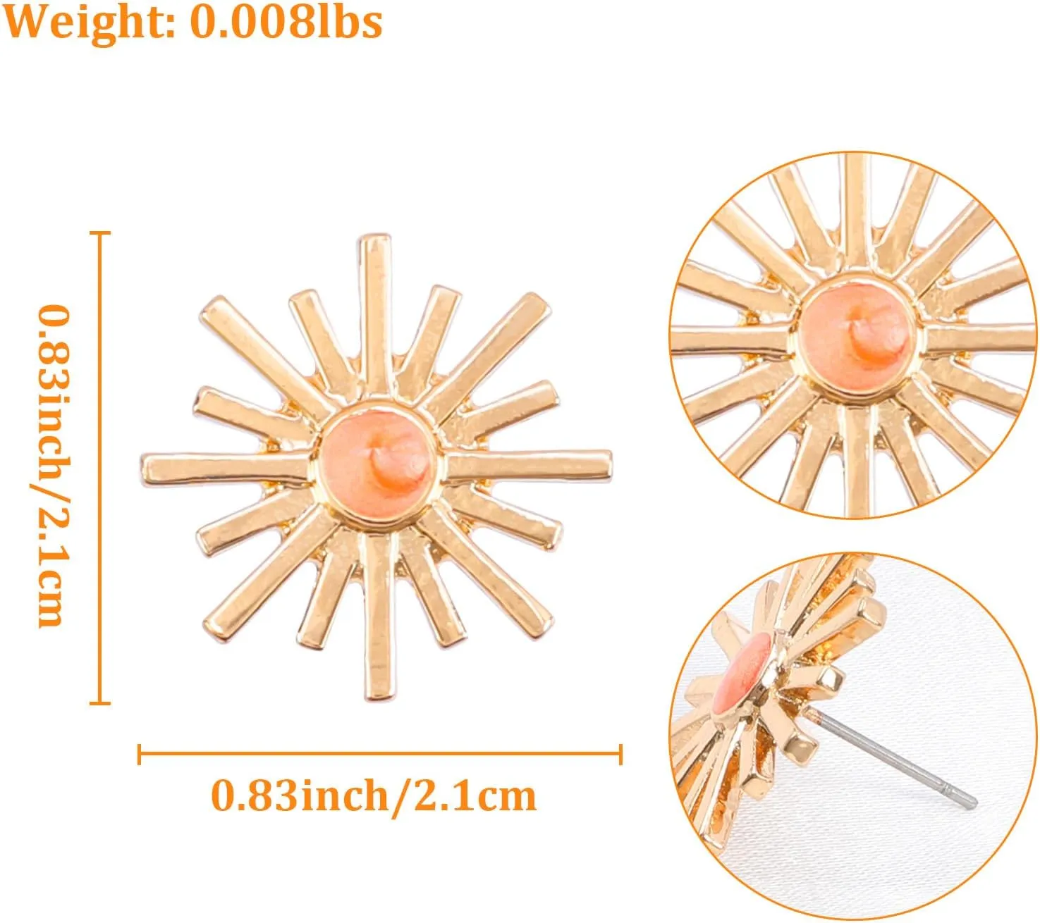 Gold Chain Sun and Sunburst Dragonfly Star OK Stud Earrings for Women, 14k Gold Plated Cute Cubic Zirconia Earrings Dainty Fashion Diamond Small Mini Trendy Earings Hypoallergenic Jewelry Gifts