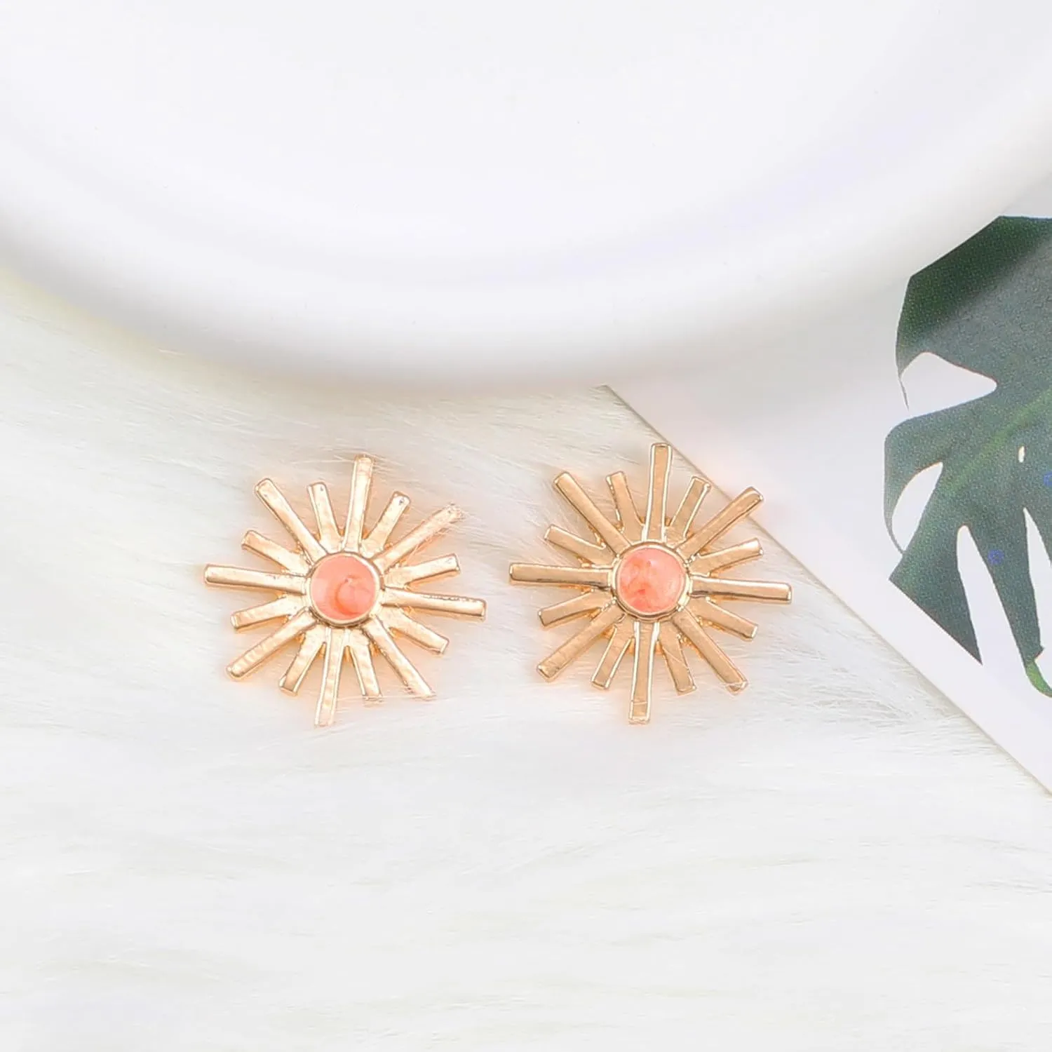 Gold Chain Sun and Sunburst Dragonfly Star OK Stud Earrings for Women, 14k Gold Plated Cute Cubic Zirconia Earrings Dainty Fashion Diamond Small Mini Trendy Earings Hypoallergenic Jewelry Gifts