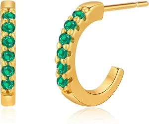 Gold Dainty Huggie Hoop Earrings for Women 18K Real Gold Plated Cuff Earrings Small Cubic Zirconia Hoop Earrings for Men Hypoallergenic Cartilage Ear Jewelry for Women