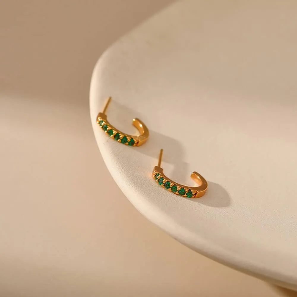 Gold Dainty Huggie Hoop Earrings for Women 18K Real Gold Plated Cuff Earrings Small Cubic Zirconia Hoop Earrings for Men Hypoallergenic Cartilage Ear Jewelry for Women