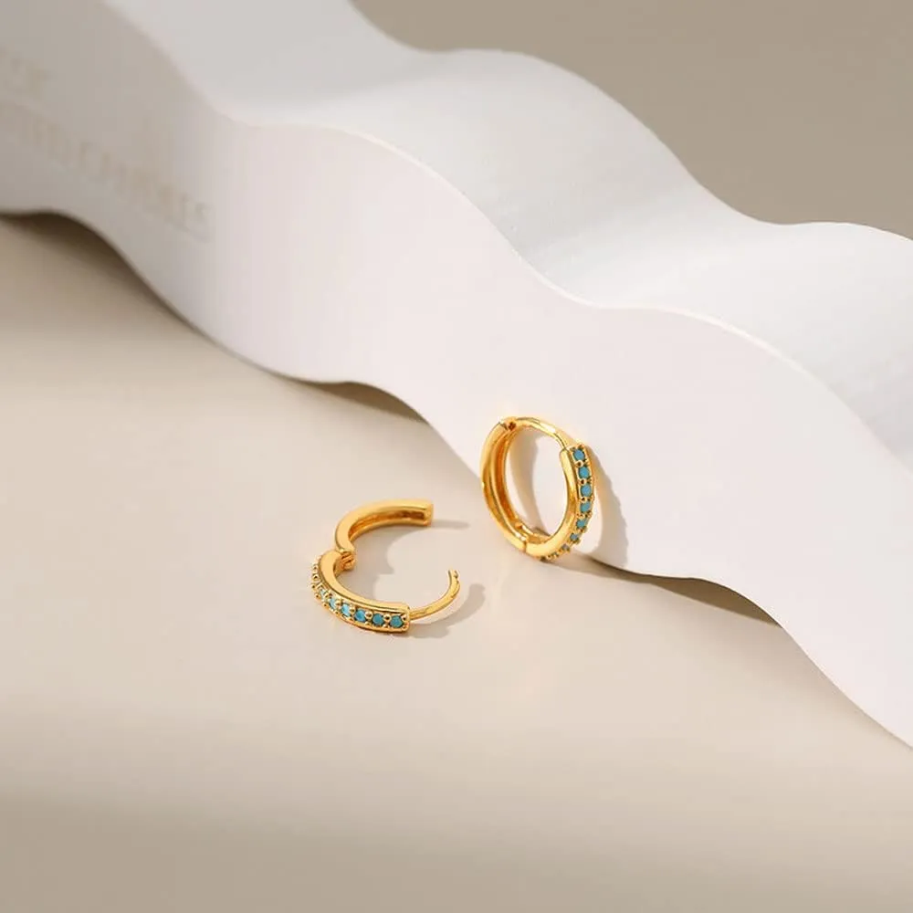 Gold Dainty Huggie Hoop Earrings for Women 18K Real Gold Plated Cuff Earrings Small Cubic Zirconia Hoop Earrings for Men Hypoallergenic Cartilage Ear Jewelry for Women