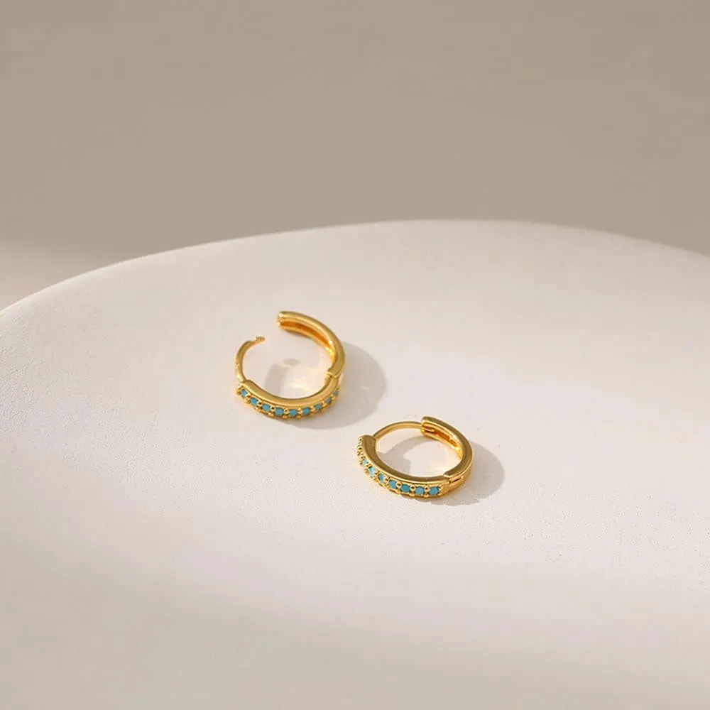 Gold Dainty Huggie Hoop Earrings for Women 18K Real Gold Plated Cuff Earrings Small Cubic Zirconia Hoop Earrings for Men Hypoallergenic Cartilage Ear Jewelry for Women
