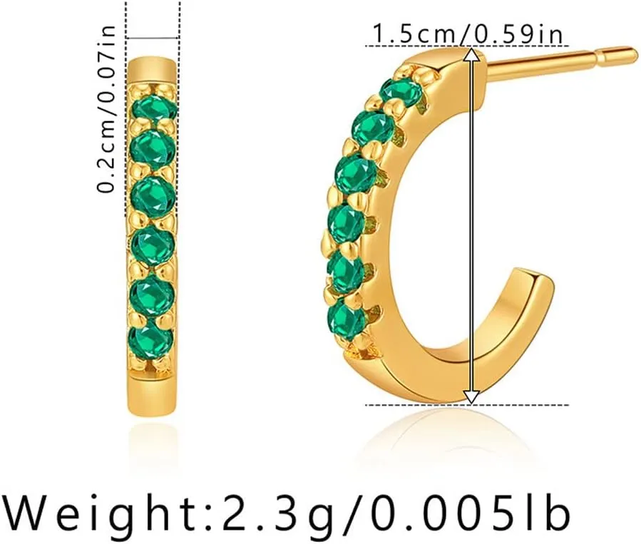 Gold Dainty Huggie Hoop Earrings for Women 18K Real Gold Plated Cuff Earrings Small Cubic Zirconia Hoop Earrings for Men Hypoallergenic Cartilage Ear Jewelry for Women