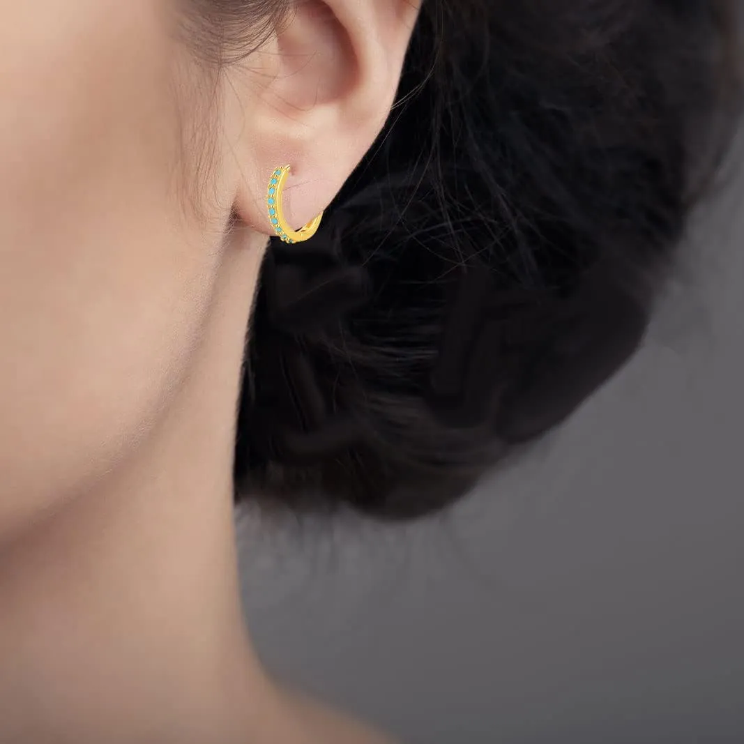 Gold Dainty Huggie Hoop Earrings for Women 18K Real Gold Plated Cuff Earrings Small Cubic Zirconia Hoop Earrings for Men Hypoallergenic Cartilage Ear Jewelry for Women