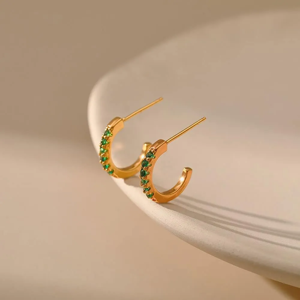 Gold Dainty Huggie Hoop Earrings for Women 18K Real Gold Plated Cuff Earrings Small Cubic Zirconia Hoop Earrings for Men Hypoallergenic Cartilage Ear Jewelry for Women