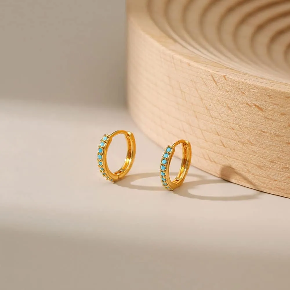 Gold Dainty Huggie Hoop Earrings for Women 18K Real Gold Plated Cuff Earrings Small Cubic Zirconia Hoop Earrings for Men Hypoallergenic Cartilage Ear Jewelry for Women