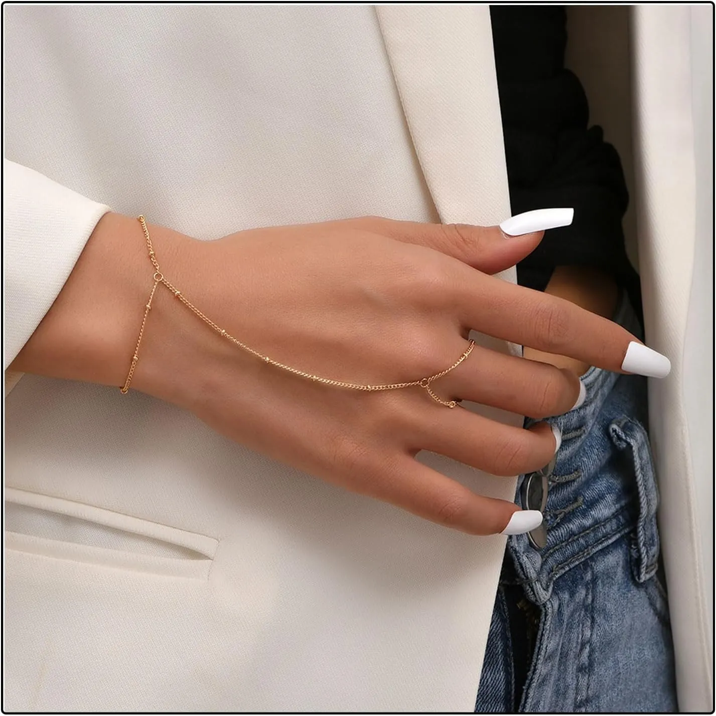 Gold Hand Chain Bracelet for Women Butterfly Star Pearl Hand Chain Finger Ring Hand Chain Ring Bracelets for Women Trendy Stuff