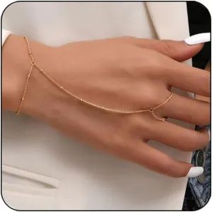 Gold Hand Chain Bracelet for Women Butterfly Star Pearl Hand Chain Finger Ring Hand Chain Ring Bracelets for Women Trendy Stuff