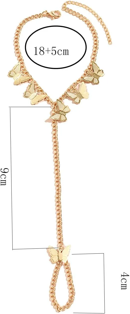 Gold Hand Chain Bracelet for Women Butterfly Star Pearl Hand Chain Finger Ring Hand Chain Ring Bracelets for Women Trendy Stuff