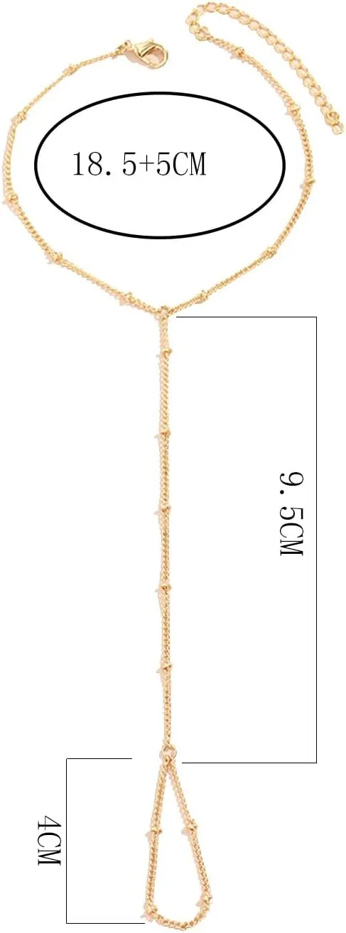 Gold Hand Chain Bracelet for Women Butterfly Star Pearl Hand Chain Finger Ring Hand Chain Ring Bracelets for Women Trendy Stuff
