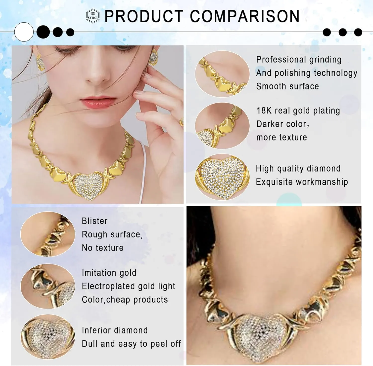 Gold Jewelry Set 18K Gold Accessories for Women Jewelry Set Wedding Bridal Fashion Jewelry Sets Women Accessories Bracelets Earrings and Rings Sweetheart Gifts