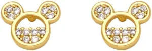 Gold Plated Tiny Mouse Small Stud Earrings for Women Cubic Zirconia Crystal Mice Animal Cartoon Cartilage Tragus Mini Studs Earring Dainty Birthday Jewelry Gifts for Duaghter