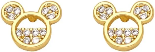 Gold Plated Tiny Mouse Small Stud Earrings for Women Cubic Zirconia Crystal Mice Animal Cartoon Cartilage Tragus Mini Studs Earring Dainty Birthday Jewelry Gifts for Duaghter
