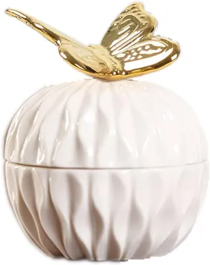 Golden Cute Animal butterfly Ceramic Jewelry Box Ring Storage Jar Animal Candy Box for Keeping Holding Ring, Necklaces, Jewelry, Earring, Keys,wedding Candy, 4.2 Inch