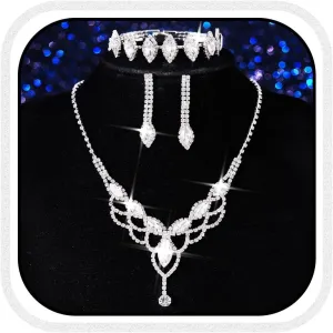 GORAIS Crystal Bridal Wedding Jewelry Set Rhinestone Necklace Earrings Bracelet Sets Prom Formal Costume Jewelry for Women and Brides