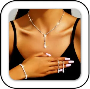 GORAIS Women Formal Jewelry Set Rhinestone Wedding Necklace Earrings Bracelet Sets Bridal Prom Costume Jewelry for Brides