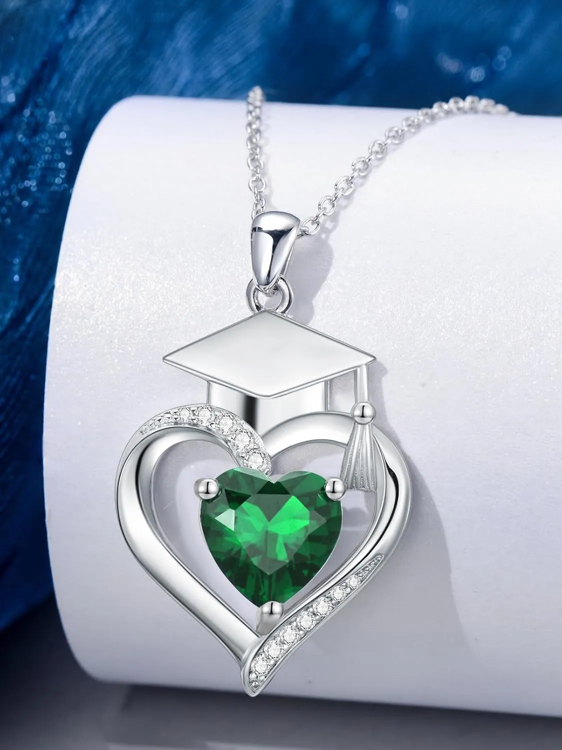 Graduation Gifts for Her Graduation Pendant Class of 2025 Necklace 925 Sterling Silver Heart Birthstone Graduation Necklaces High School College Graduation Jewelry for Her 2024