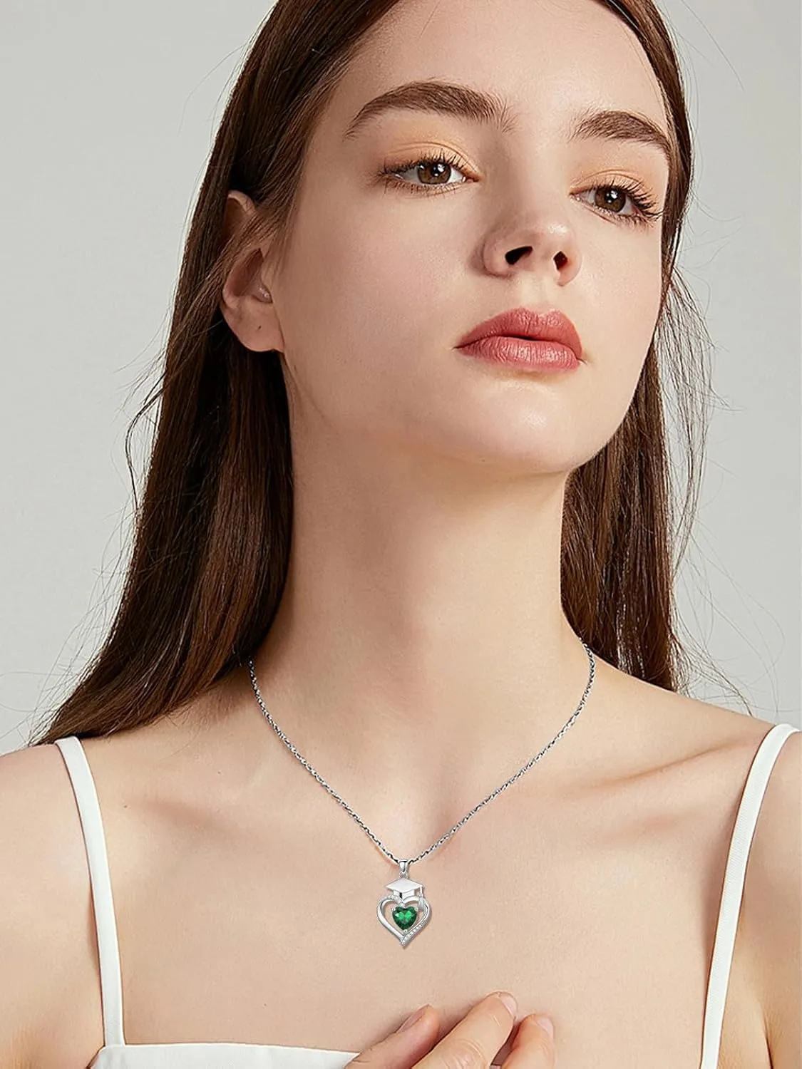 Graduation Gifts for Her Graduation Pendant Class of 2025 Necklace 925 Sterling Silver Heart Birthstone Graduation Necklaces High School College Graduation Jewelry for Her 2024