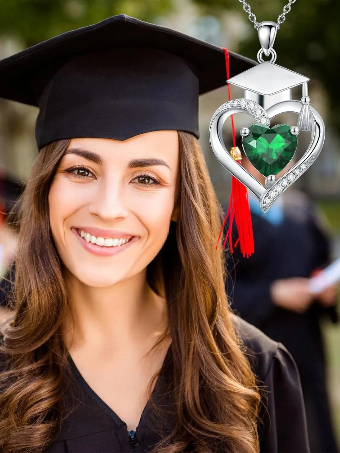 Graduation Gifts for Her Graduation Pendant Class of 2025 Necklace 925 Sterling Silver Heart Birthstone Graduation Necklaces High School College Graduation Jewelry for Her 2024