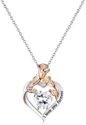 GULICX Rose Heart Necklaces Jewelry Gifts for Women Girls, Valentines Christmas Anniversary Birthday Gifts for Her Wife Girlfriend Soulmate Mom Daughter