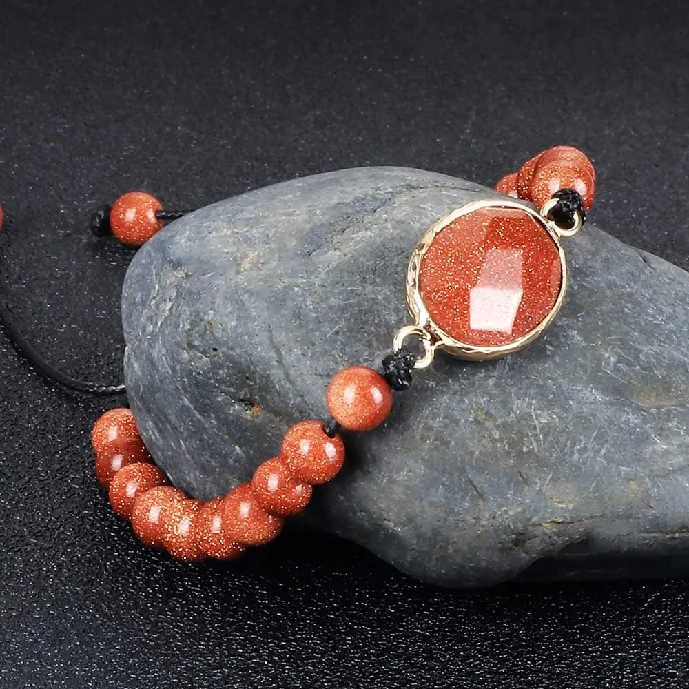 Handmade Natural Green Malachite Stone Lava Bracelet Adjustable Strand Buddha Bracelet Yoga Prayer Women Men Fashion Jewery Gift IG3E9 (Red)