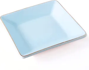 HANKOR Ceramic Jewelry Dish Tray, Decorative Trinket Tray Holder for Ring Earring Key, Gift for Women Girls, 4.7inch (Light Blue)