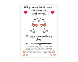 Happy Galentine's Day Wish, Wish Bracelet, Gal Pal Friend Wish Bracelet, Galentine Party Favor, Celebrate Friendship, Valentine's Day Gift, Bestie Wish Bracelet, Make A Wish, Galentine's Day Gift