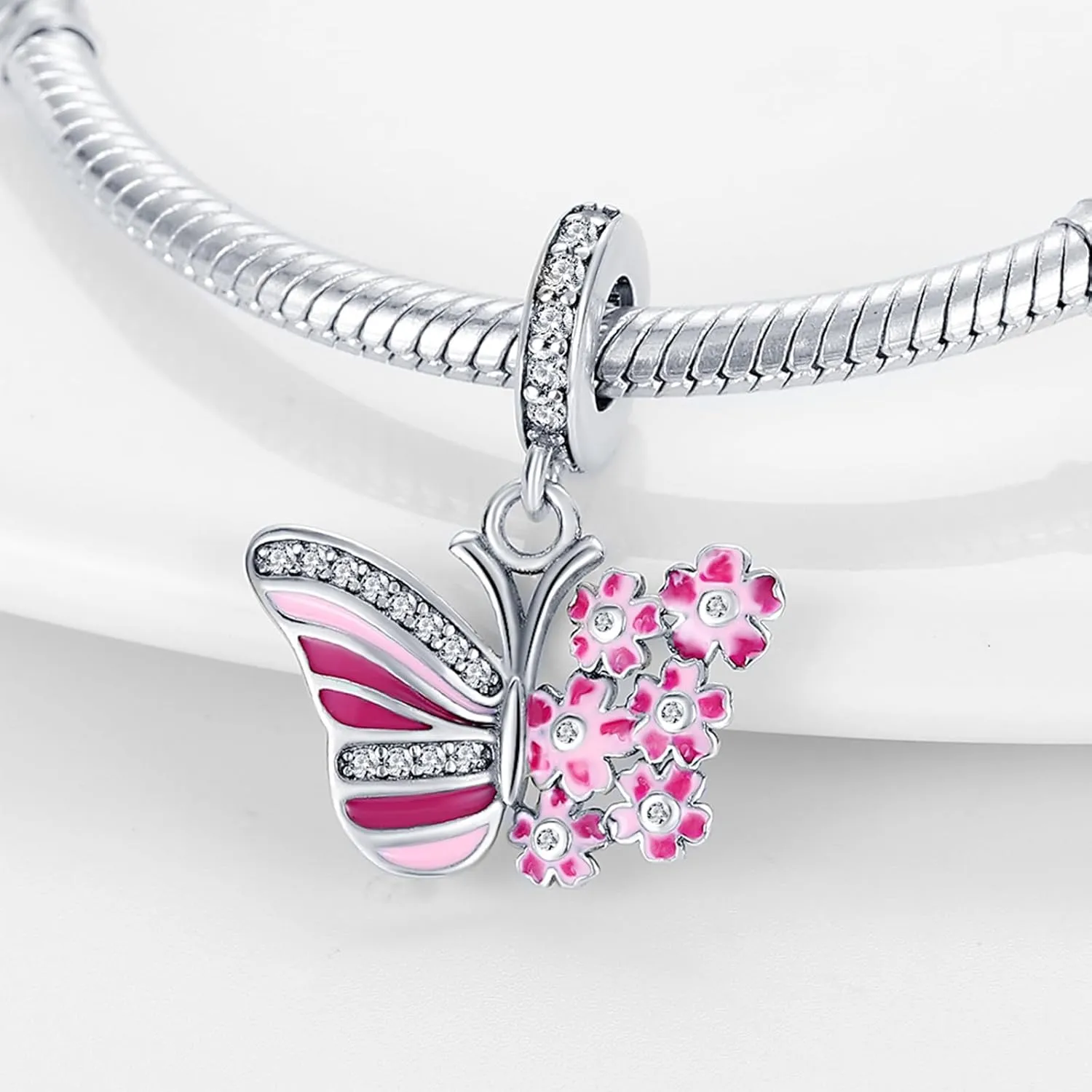 HappyStar 925 Sterling Silver Charm fits Pandora Bracelets NecklacePendants DIY Jewelry Gift For WomenWith one Spacer Bead Charms