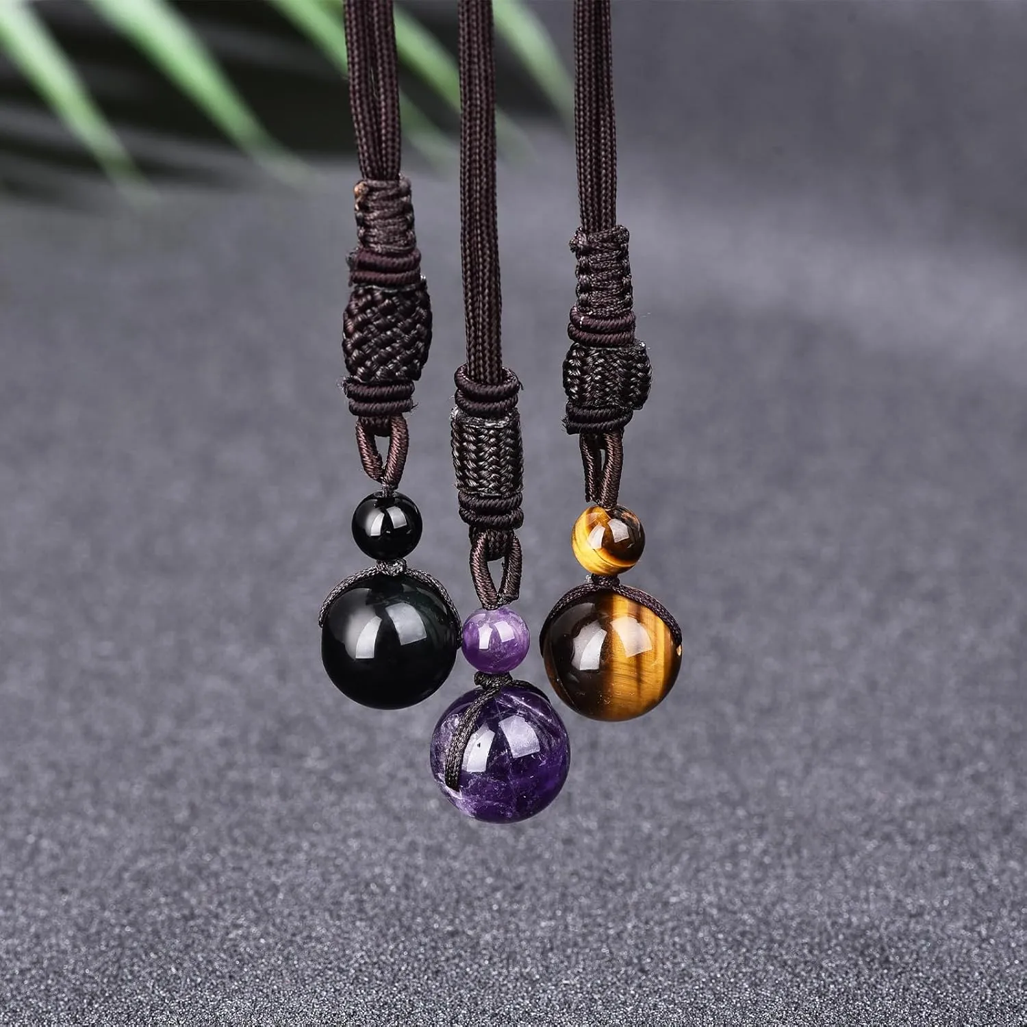 Healing Crystals Beaded Bracelets Pendant Necklace and Bracelet Set Natural Stone Lava Rock Beads Volcanic Stone Energy Crystal Protection Bracelets for Women Men Jewelry Birthday Gifts for Women and Girlfriend
