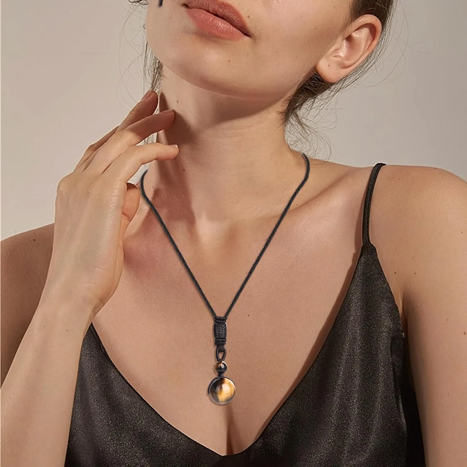 Healing Crystals Beaded Bracelets Pendant Necklace and Bracelet Set Natural Stone Lava Rock Beads Volcanic Stone Energy Crystal Protection Bracelets for Women Men Jewelry Birthday Gifts for Women and Girlfriend