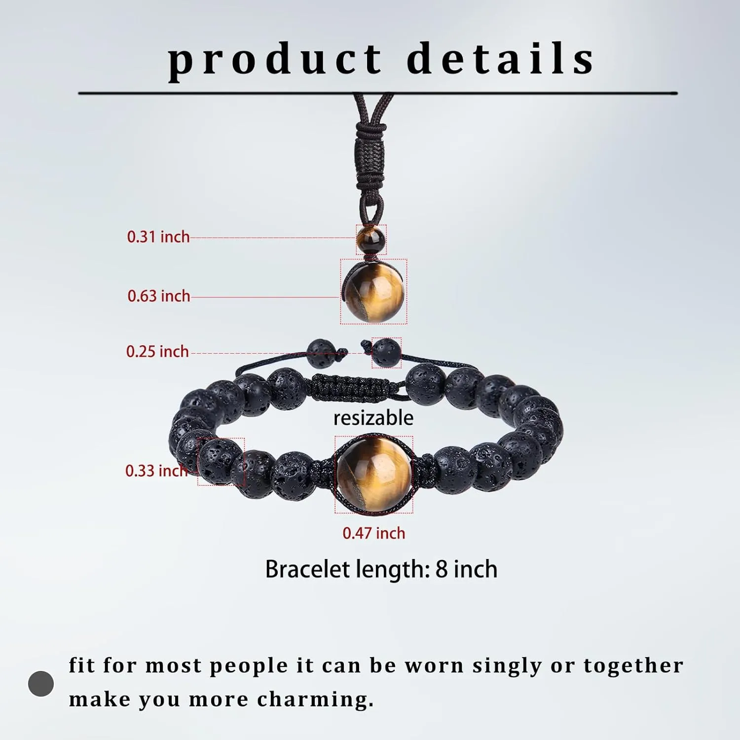 Healing Crystals Beaded Bracelets Pendant Necklace and Bracelet Set Natural Stone Lava Rock Beads Volcanic Stone Energy Crystal Protection Bracelets for Women Men Jewelry Birthday Gifts for Women and Girlfriend