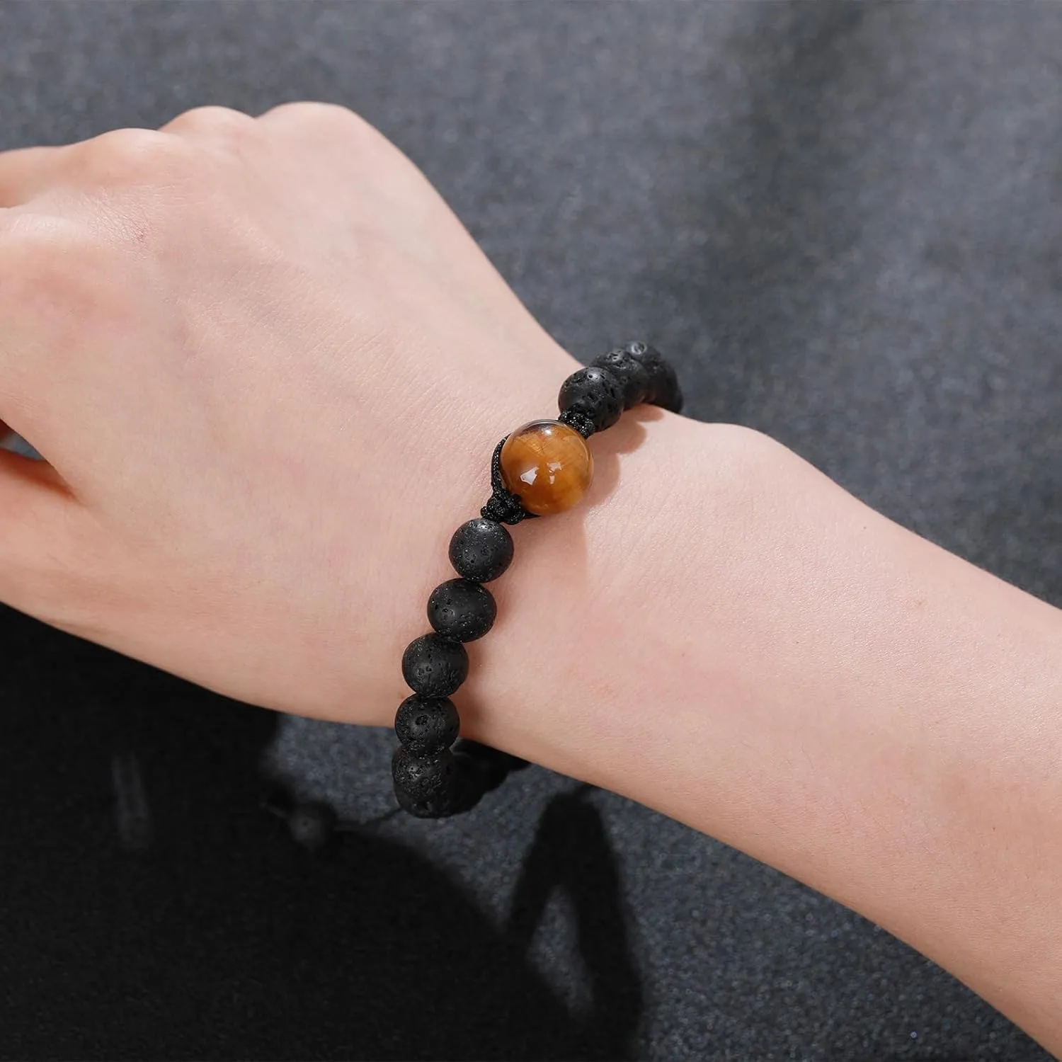 Healing Crystals Beaded Bracelets Pendant Necklace and Bracelet Set Natural Stone Lava Rock Beads Volcanic Stone Energy Crystal Protection Bracelets for Women Men Jewelry Birthday Gifts for Women and Girlfriend