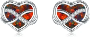 Heart Shape Opal Stud Earrings for Women, 925 Sterling Silver Minimalist Opal Stud Fashion Earrings Small Heart Opal Stud Earrings for Women Mother