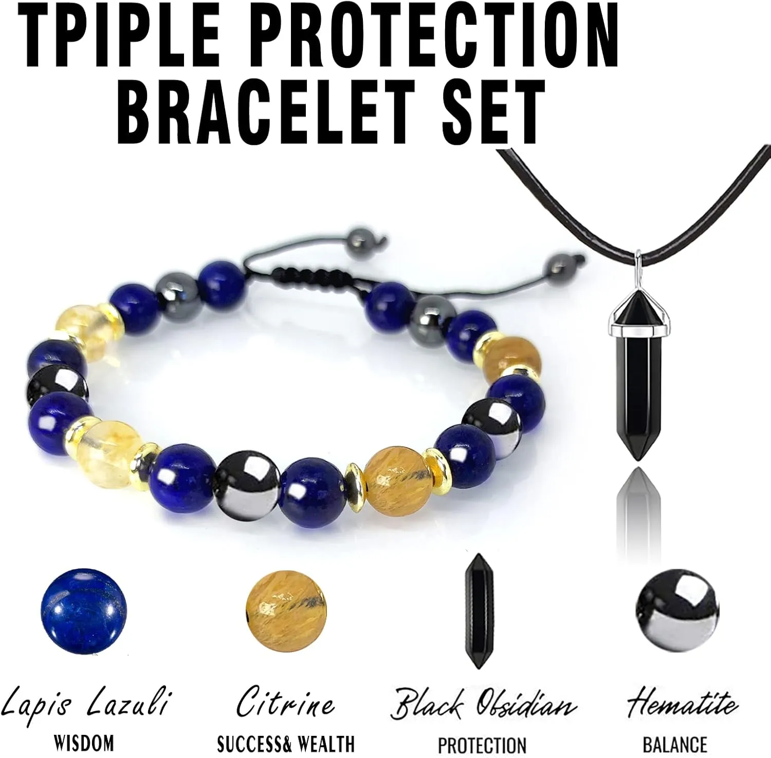 Hematite Bracelet Triple Protection Bracelet