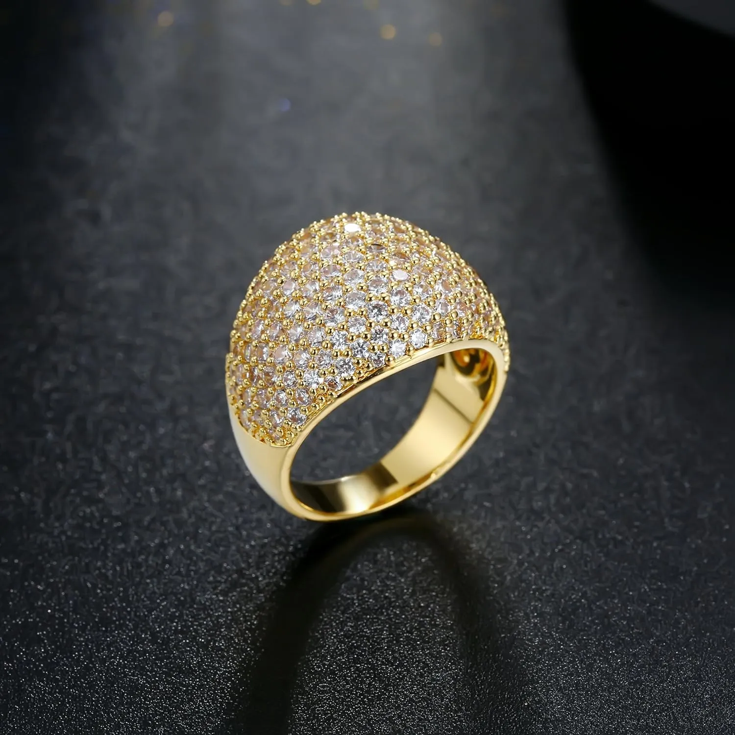 Hiyong Diamond Accent Dome Ring - Sliver Fashion Rings for women Big Hollow Women Wedding Band Cubic Zirconia Statement Rings for women 5-11