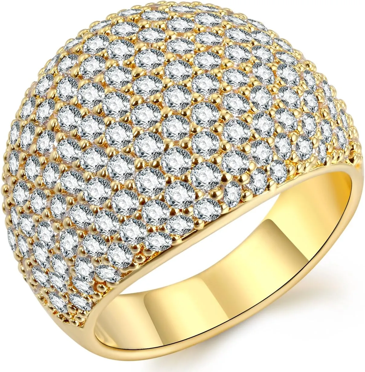 Hiyong Diamond Accent Dome Ring - Sliver Fashion Rings for women Big Hollow Women Wedding Band Cubic Zirconia Statement Rings for women 5-11
