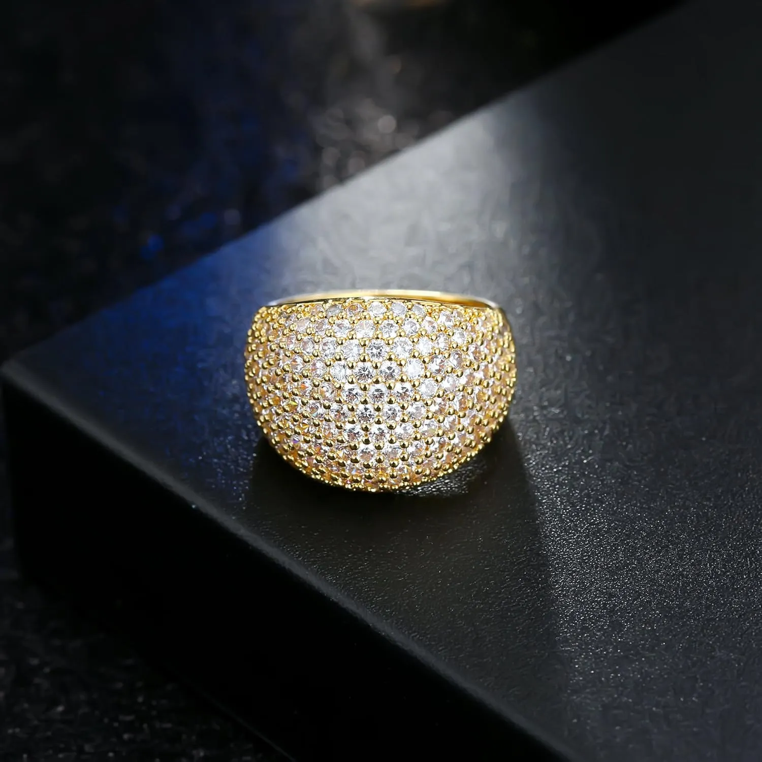 Hiyong Diamond Accent Dome Ring - Sliver Fashion Rings for women Big Hollow Women Wedding Band Cubic Zirconia Statement Rings for women 5-11