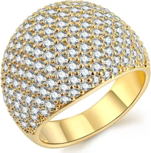 Hiyong Diamond Accent Dome Ring - Sliver Fashion Rings for women Big Hollow Women Wedding Band Cubic Zirconia Statement Rings for women 5-11