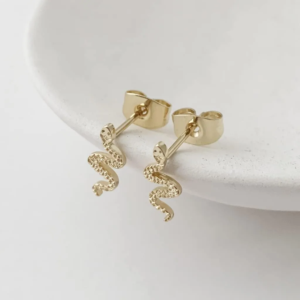 HONEYCAT Mini Snake Studs in Gold, Rose Gold, or Silver | Minimalist, Delicate Jewelry