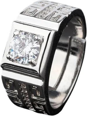 HSQYJ Adjustable White Gold Plated Rectangle Cubic Zirconia Gemstone Cocktail Rings Luxury Crystal Zircon Personalized Statement Party Ring for Men Fashion Jewelry Gifts